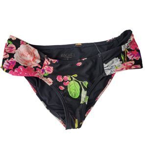 Rachel Roy Bikini Bottoms Womens Size Small Black Multi Floral Moderate Coverage